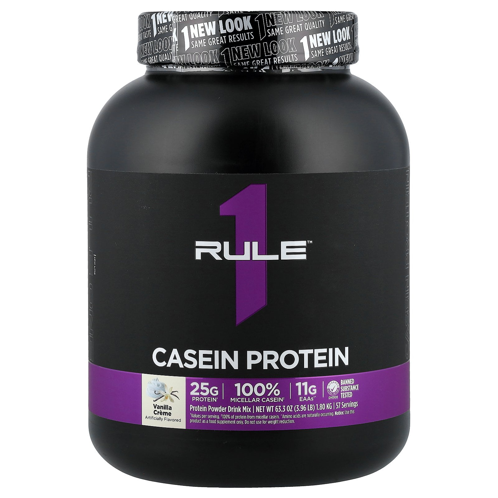 Rule One Proteins R1 Casein, Protein Powder Drink Mix, Vanilla Creme, 3.96 lbs (1.80 kg)