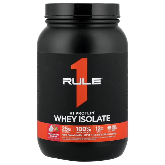 Rule One Proteins R1 Protein Whey Isolate, Strawberries & Creme, 1.98 lb (900 g)