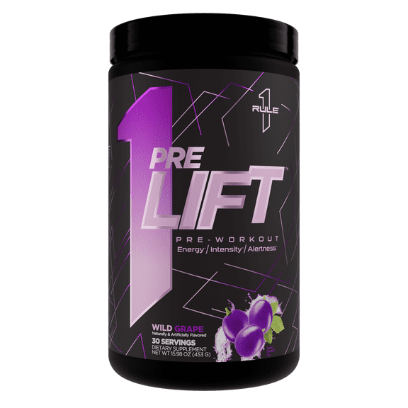 Rule 1 Proteins preLIFT Pre-Workout - 6g Citrulline, 3.2g Beta Alanine, 3 Caffeine Sources + 20 Others for Energy, Alertness, & Endurance (30 Servings, Wild Grape)