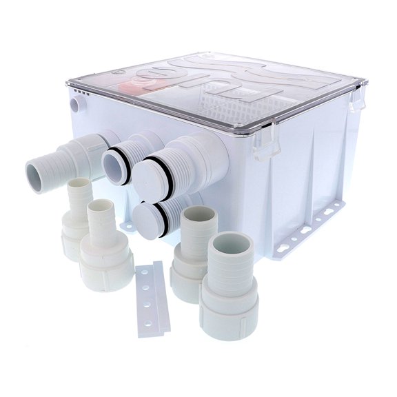 13" White and Black Shower Drain Box with 1100 GPH Pump 24V