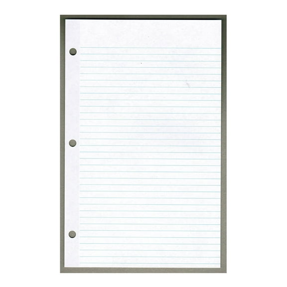 Ruled Filler Paper, 8-1/2 x 5-1/2 Inches, 3-Hole, Mylar-Reinforced 50lb White Offset - Pack of 100 Sheets
