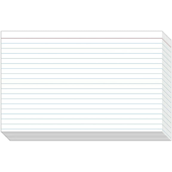Ruled Index Cards | 100lb Heavyweight Thick White Cover Stock | 100 per Pack | 3 x 5 Inches