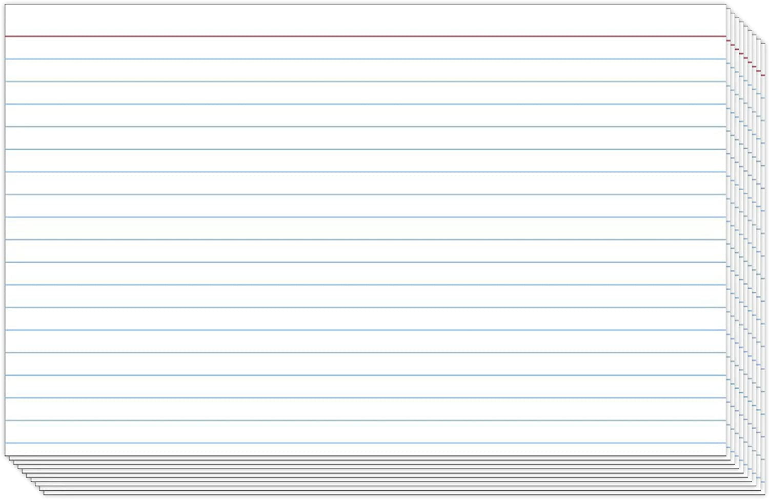 Ruled Index Cards | 100lb Heavyweight Thick White Cover Stock | 100 per Pack | 5 x 8 Inches