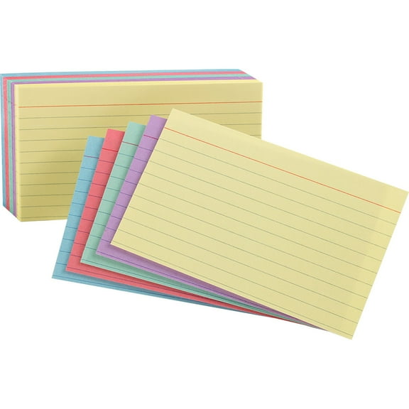 Ruled Index Cards, 5 X 8, Blue/violet/canary/green/cherry, 100/pack | Bundle of 5