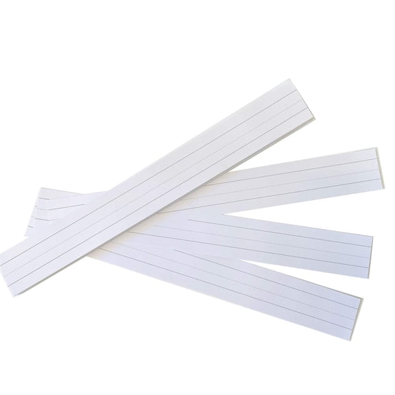 Ruled Sentence Strips, Thick Paper - 80lb Cardstock 3 x 24 Inches, White, Pack of 100 - Ideal for Classrooms, Offices, or Homes (100)