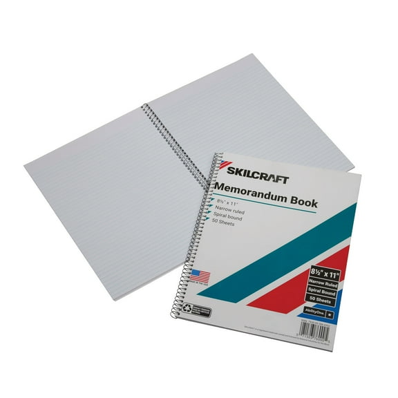 SKILCRAFT MEMORANDUM NOTEBOOKRULED SPIRAL-BOUND 8-1/2" W X 11" L - MULTICOLOR
