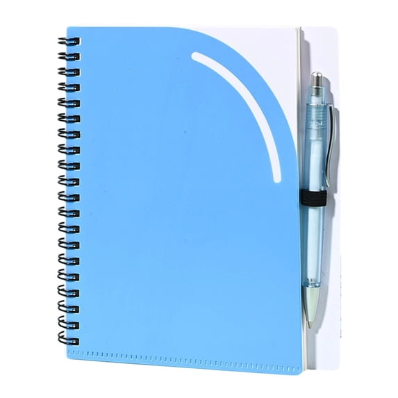 Ruled Spiral Notebook with Pen & Pen Holder, Kraft Cover Wirebound Notebooks Journals, Memo Notepads Planner for Business Office Home Outdoor Travel, 140 Pages/70 Sheets, 1set(Blue,7x5.9")