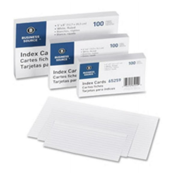 Ruled White Index Cards - White