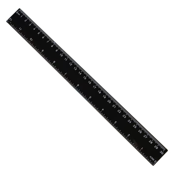 Ruler 12 Inch Plastic Ruler 12 inch, Clear Rulers with Hanging Holes, Inches, Centimeters, Millimeters, Straight Measuring Tools for Students,Classroom and Office Black,12 inch 1Pc