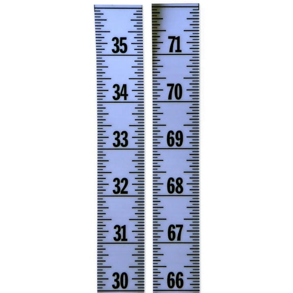 Ruler – Adhesive Backed – 1 Inch Wide X 72 Inch Long – Vertical Up – Fractional – 1/16” Grads – Silver – 2 Pieces