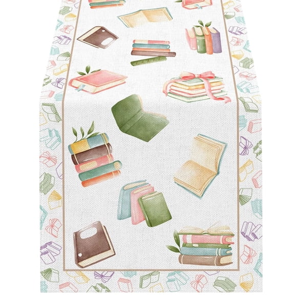 Ruler Book Back to School Table Runner, First Day of School Student Kids Classroom Dining Table Decoration for Home Party Decor C