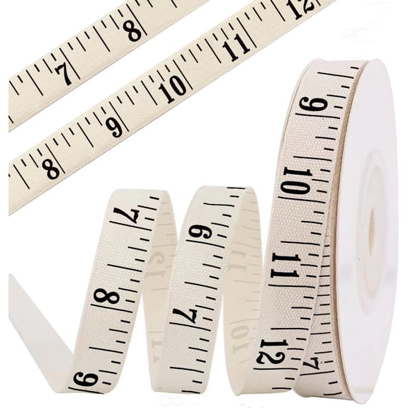 Ruler Cotton Ribbon, 5/8" x 10 Yards Cream White Ivory Teaching Mathematics Soft Natural Ribbons Measuring Tape Fabric Ribbon for Graduation School Gift Wrapping
