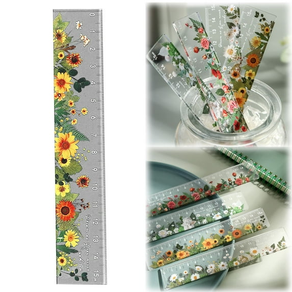 Ruler Cute Centimeter Ruler No Scale Plastic Flower Rulers Girly Metric Measuring Rulers 6 Inch Straightruler For Drafting Student