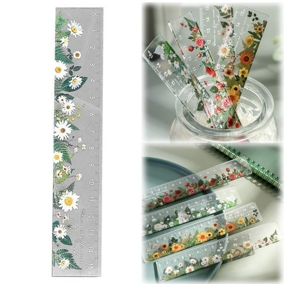Ruler Cute Centimeter Ruler No Scale Plastic Flower Rulers Girly Metric Measuring Rulers 6 Inch Straightruler For Drafting Student