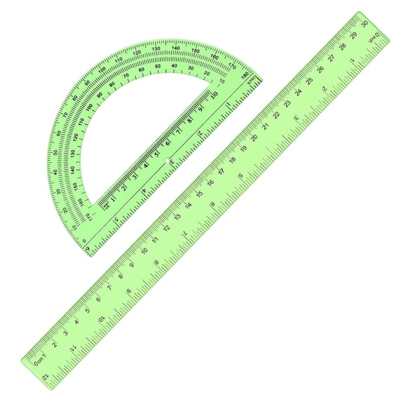 Ruler and Protractor Set, 30cm & 180 Degree Geometry Tools for Students, Drawing, Math, Classroom, Drafting, and Engineering, Transparent Plastic Measuring Tools