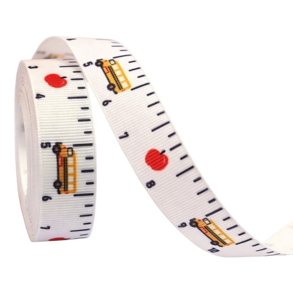Ruler Ribbon, Cotton School Bus Craft Ribbon for Teacher Appreciation Gifts, Back to School DIY Wrapping, Classroom Decorations, Bulletin Board Trim, 10 Yards per Roll
