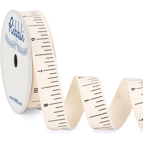 Ruler Ribbon Natural Twill Tape Cotton Ribbon Use for Gift Wrapping Back to School Day Teachers' Day Baking Crafts -5/8 Inch x 10 Yard (30 Feet)$$Art & Craft
