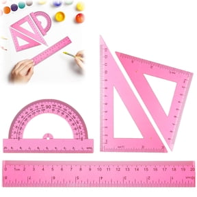Ruler Set, Geometry Ruler Set for Students & Engineers, 4-Piece Math Tools Kit with Protractor, Triangle, Straight Edge for Classroom And Design Projects, Ruler