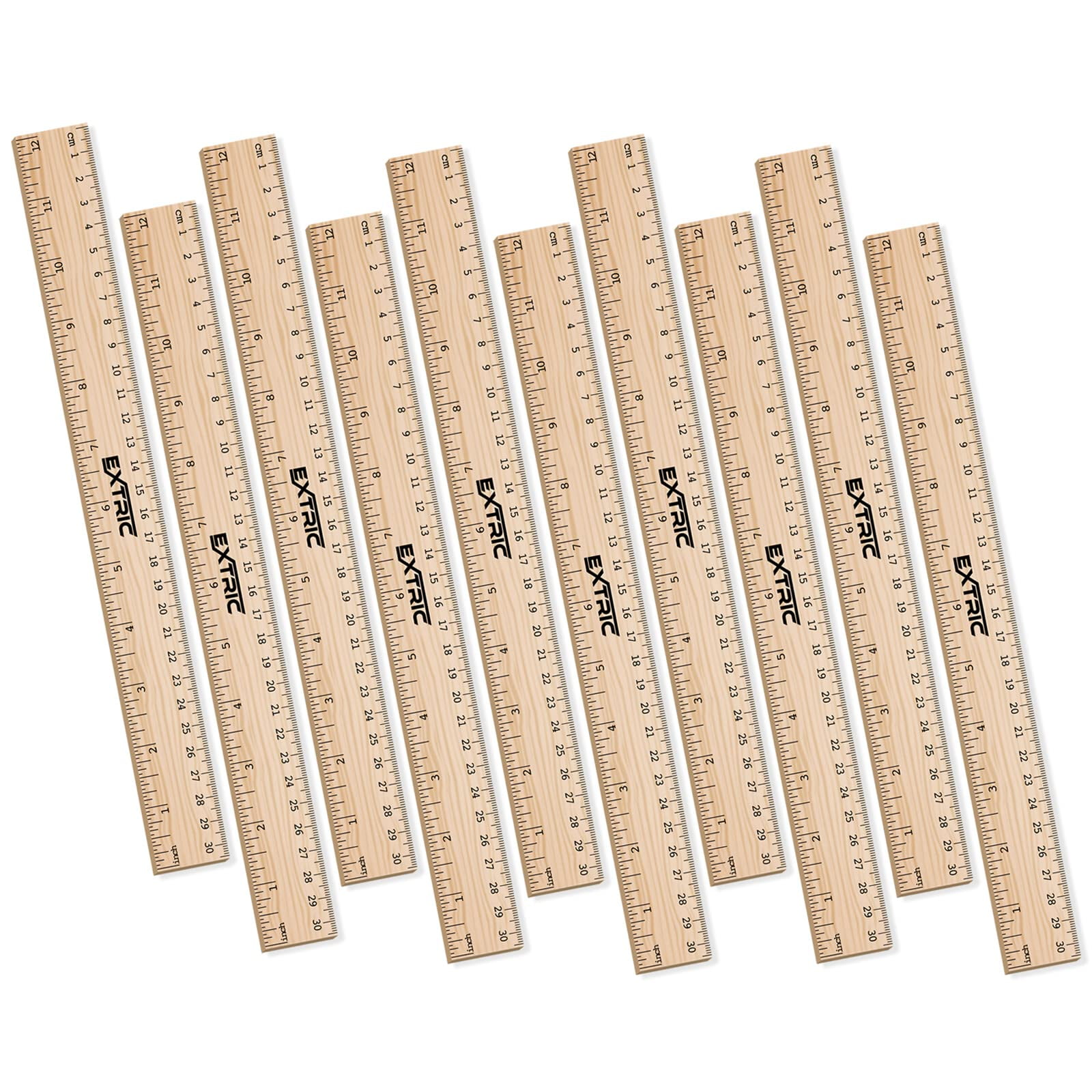 Rulers 10 Pack Rulers 12 Inch, Rulers for Kids Great for School, Classroom Wooden Ruler for
