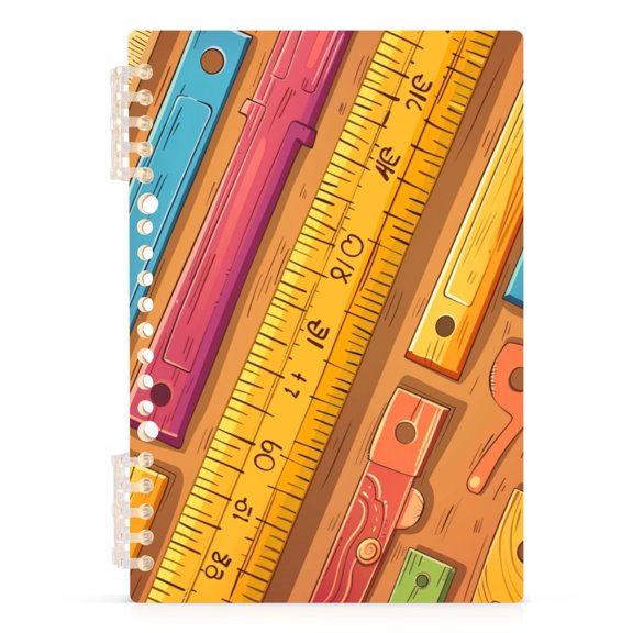 Rulers Cartoon Ring Binder Notebook Journey Note Diary College Ruled Spiral Notebook Study Loose Leaf Paper A5 60 Pages