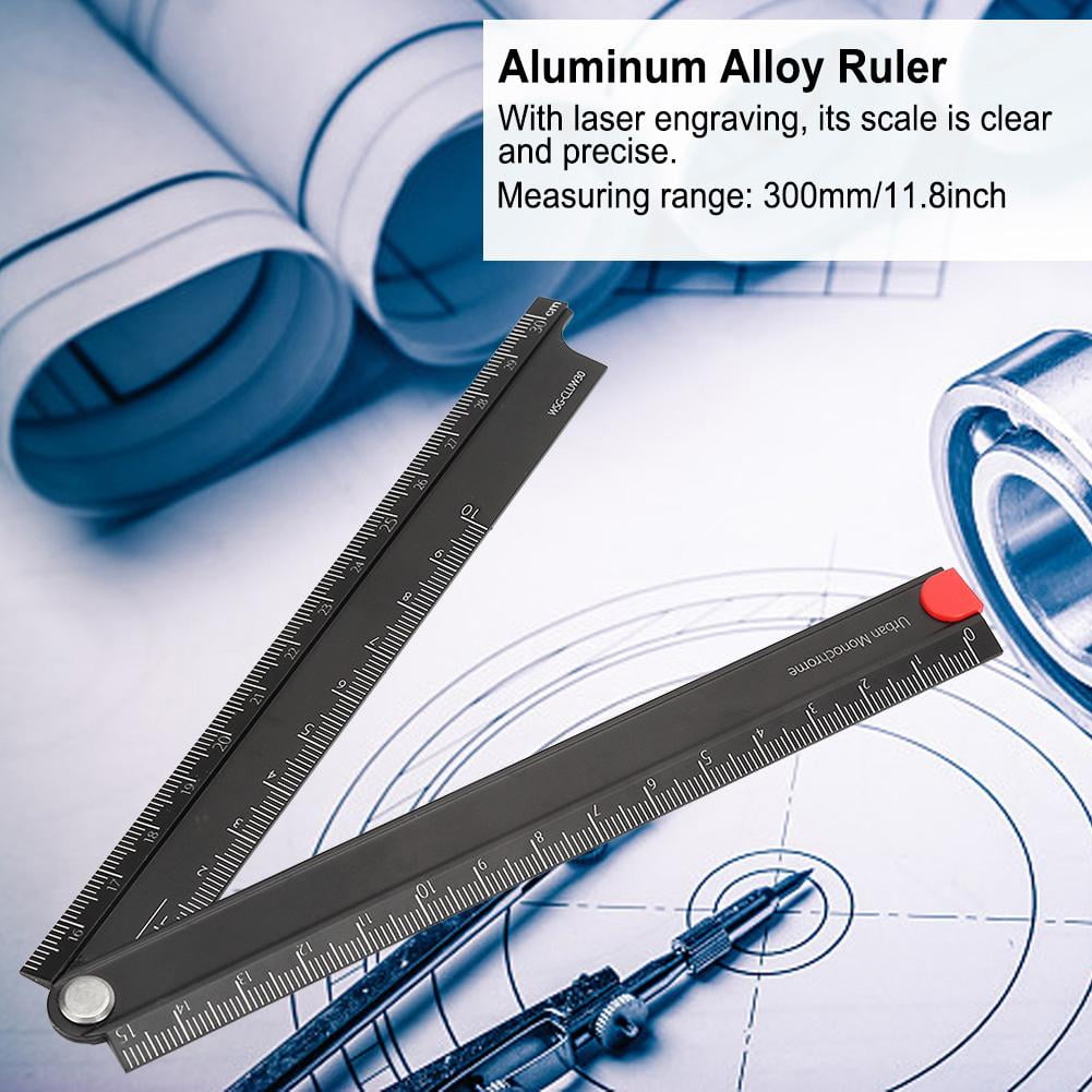 Line Ruler 300mm Rulers Folding Aluminum Alloy Ruler 0-300mm Ruler Simple 90°Folding ...