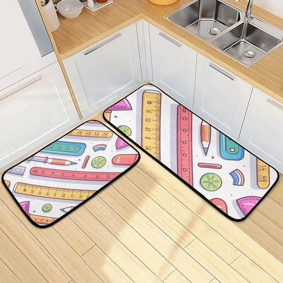 Rulers Kitchen Mats Non Slip Standing Desk Mat Runner Rug Washable Kitchen Rugs for Floor 2PCS