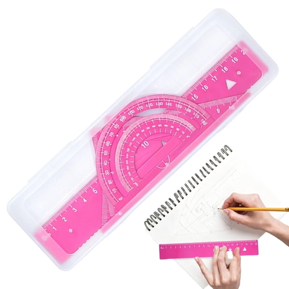 Rulers Protractor and Triangles, Aluminum Geometry Math Kit for College Exams, Technical Drawing & Design Work and Blueprint Reading, Metal Ruler Set, By Preplabs