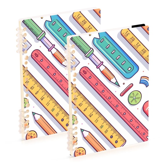 Rulers Ring Binder Notebook Journey Note Diary College Ruled Spiral Notebook Study Loose Leaf Paper A5 60 Pages