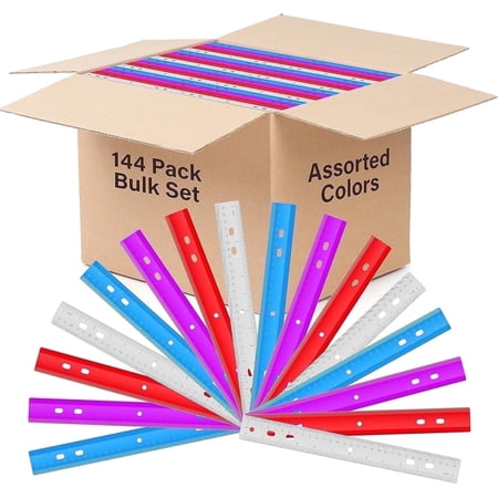 E-Clips USA 12-Inch Plastic Ruler, Durable Flexible Rulers in Assorted Colors, 144-Pack price history and forecast - E-Clips USA 141198