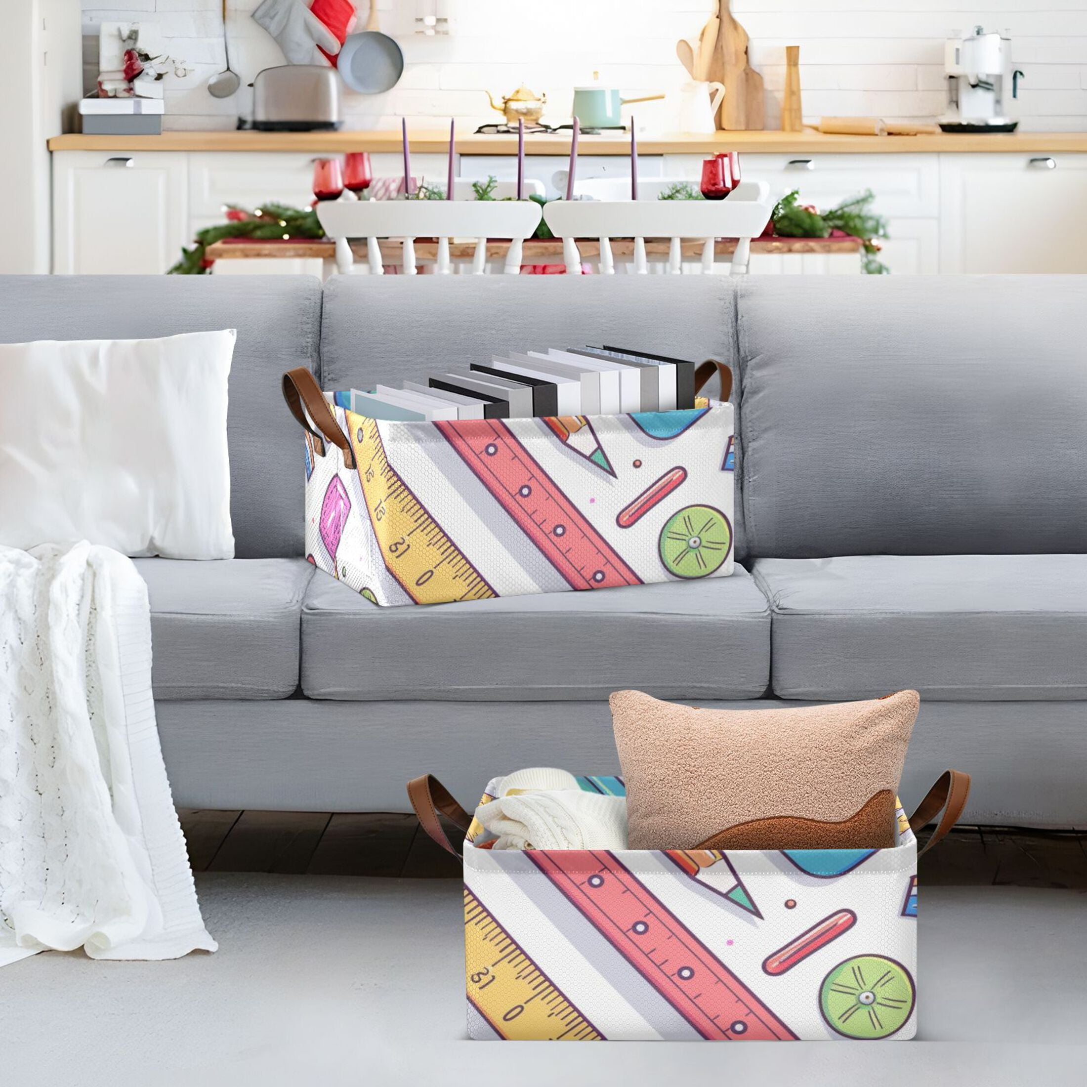 Rulers Storage Bins with Handles Foldable Storage Baskets for Shelves ...