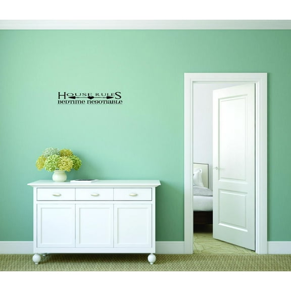 Rules Bedtime Negotiable Humorous Amusing Comic Witty Entertaining Whimsical Holiday Gift Decorating Ideas Girl Boy Bedroom Wall Decal Sticker - Size: 13 Inch x 29 Inch