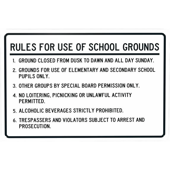 Rules For School Grounds Warning Sign - 12×8 Inches, Security Safety Metal, Vintage Caution Poster Business Office Home Street Decor