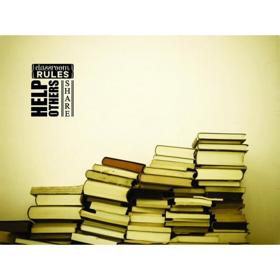 Rules Help Others Share Play Vinyl Wall Decal for Home - College Share Teachers Learn Listen Cute Wall Decal Bedroom Living Room Entry - Removable High Tact - Size: 24 In x 36 In