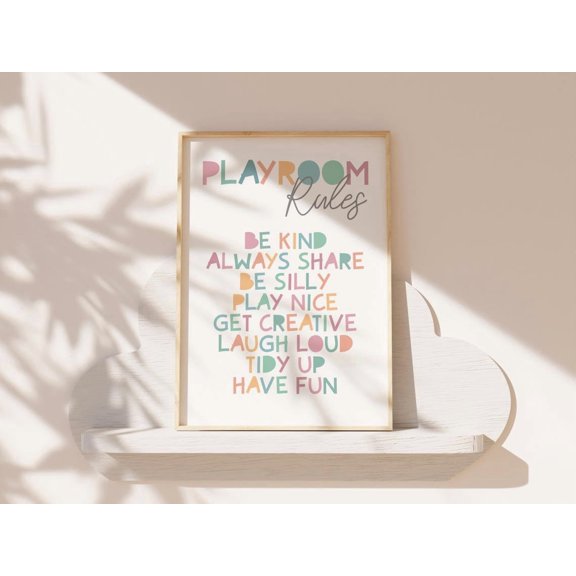 Rules Nursery Wall Art Print, Rainbow, Playroom, Gallery Wall, Home And Bedroom Decor