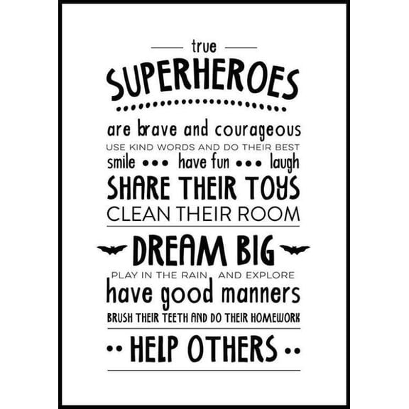 Rules Of A Superhero Poster Wall Art, Modern Wall Decor For Living Room Bedroom, 16x24 UNFRAMED