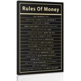 thumbnail image 1 of Rules Of Money Motivational Wall Art Canvas Print Office Decor Financial Poster Entrepreneur Millionaire Inspirational Quote Framed Easy to Hang-12 inch x 18 inch, 1 of 6