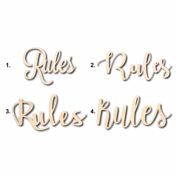 Rules Sign Unfinished Wood Cutout Home Decor DIY Option 3- 24" Wide / 1/4"