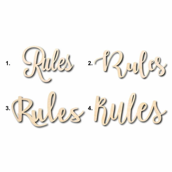 Rules Sign Unfinished Wood Cutout Home Decor DIY Option 4- 30" Wide / 1/2"