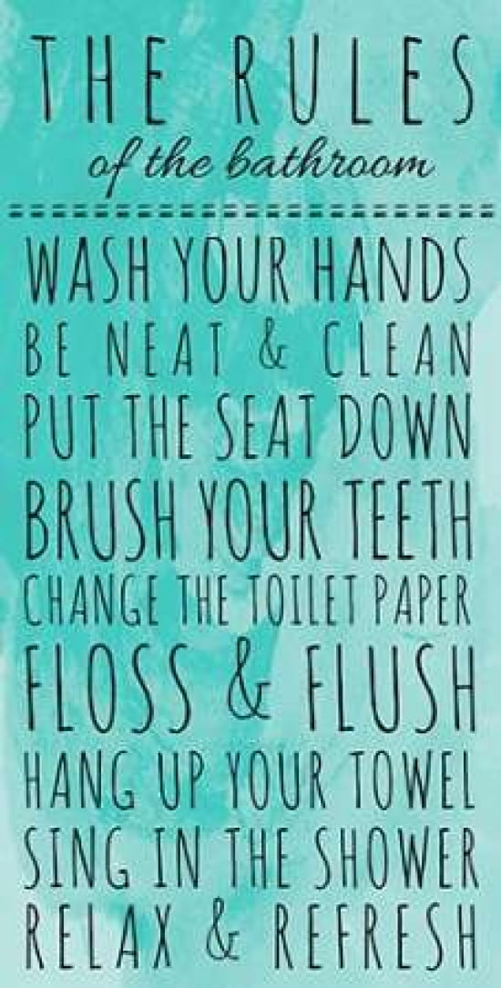 Rules of the Bathroom II Canvas Art - Anna Quach (24 x 48)