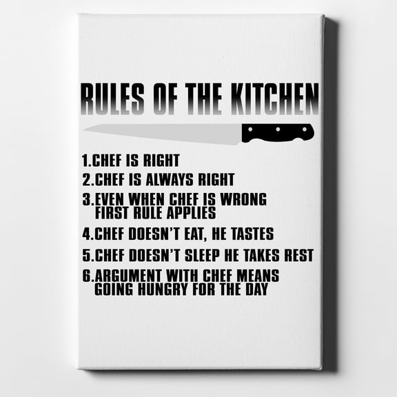 Rules of the Kitchen - Chef Is Right - 11" x 14" - Decorative Canvas Wall Art - White Edge - 5/8" Gallery Wrapped