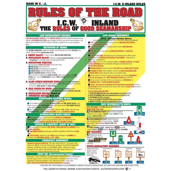 Rules of the Road Good Seamanship Chart #2 (Intercoastal  Inland Rules)