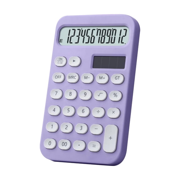 Rulong 12 Digit Desktop Calculator, Colorful Basic Calculator With Tilt Stand For School Home, Purple 3.31 * 5.63 in