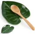 thumbnail image 1 of Rulong Cute Leaf Shaped Ceramic Spoon Rest Holder For Stove Top Kitchen Counter Decorative Utensil Server Stand Keeps Counters Clean Green Kitchen Decor Gift Idea, 1 of 8
