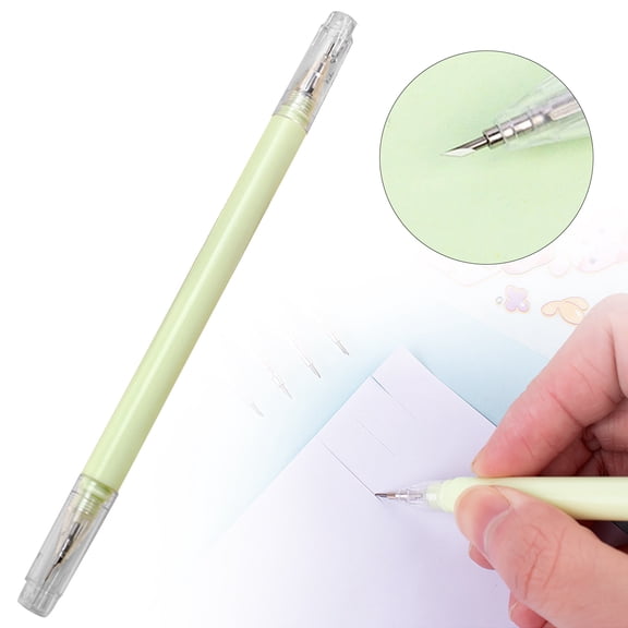 Solivara Double Head Tungsten Pen Cutter, Portable Precision DIY Craft Tool for Paper Cardboard Plastic Leather, 5ml Ink, Light Green*2 5.91" * 0.39" * 0.79"