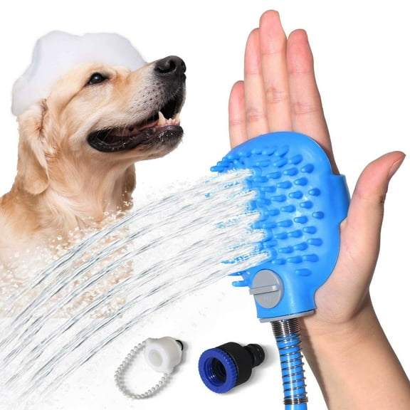 Rulwuck Dog Bath Brush Pro - Combination of spray and washer tools - Indoor/outdoor dog bath supplies - Pet grooming for long and short haired dogs or cats - Dog wash with hose and shower accessories