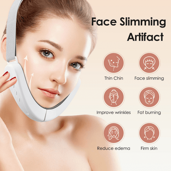 Rulwuck Double Chin Reducer Machine, Electric Face Lift Device Beauty Belt, Facial Lifting Machine,Portable Intelligent V-Face Shaping Massager,White
