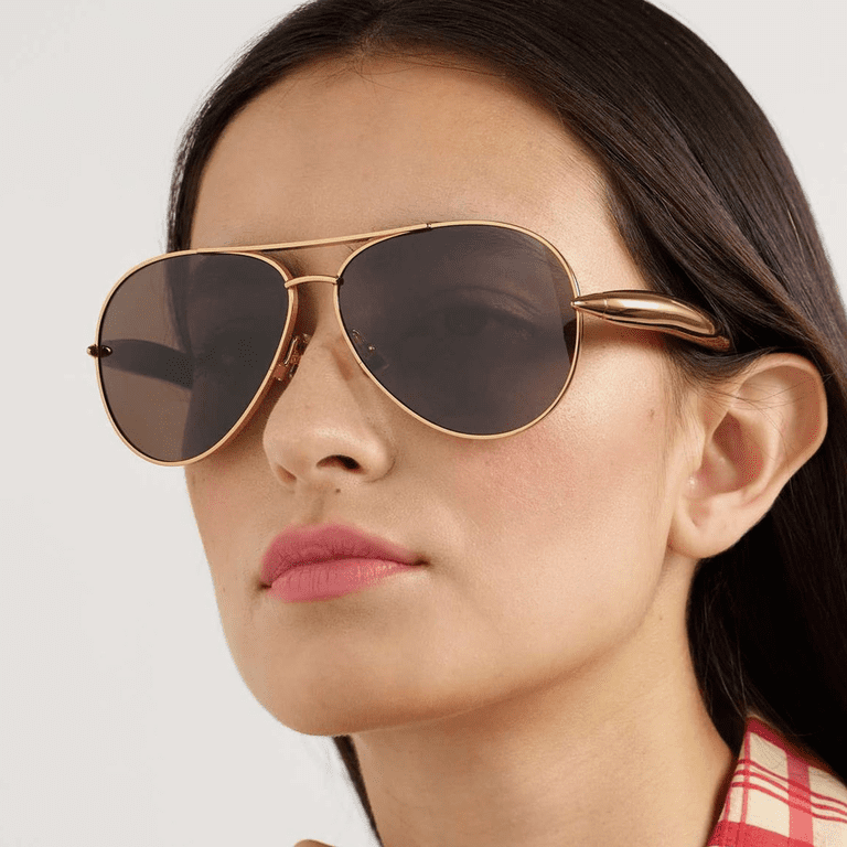 Rulwuck Oversized Gold Aviator Sunglasses for Women Men  display picture 2