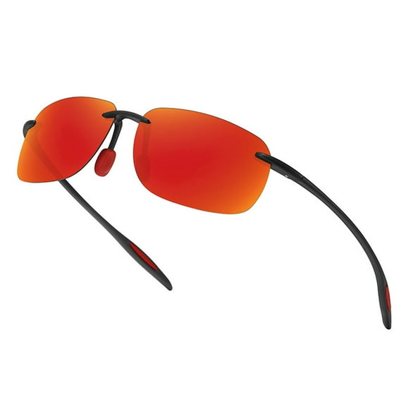 Rulwuck Polarized Rimless Driving Sunglasses for Men Metal Frame Anti-Glare UV400 Protection Sun Glasses