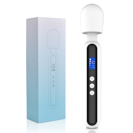 Rulwuck Powerful Handheld Personal Wand Massager with 10 Pulse Settings for Relieving Full Body Massage of Back Massager, Deep Tissue, Neck, Shoulder, Waist, and Leg Muscles,white,Mini wand massager