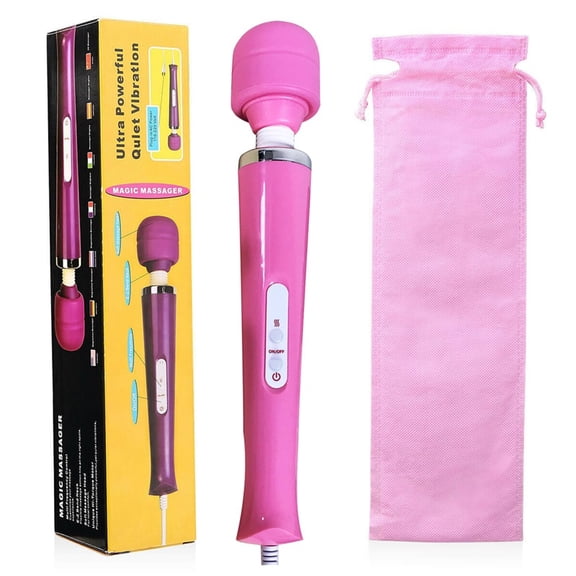 Rulwuck Rechargeable personal Powerful magic massage stick -10 modes, Plug-in, suitable for both men and women to relieve tension, muscles, back pain, and recovery,Pink